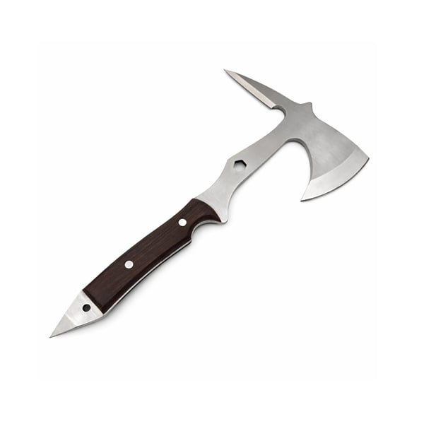 Set doua topoare multifunctionale din otel cu maner ergonomic si spargator geam, 53 cm, maro - imagine 3