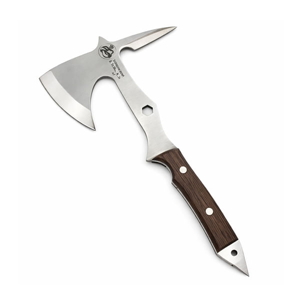 Set doua topoare multifunctionale din otel cu maner ergonomic si spargator geam, 53 cm, maro - imagine 5