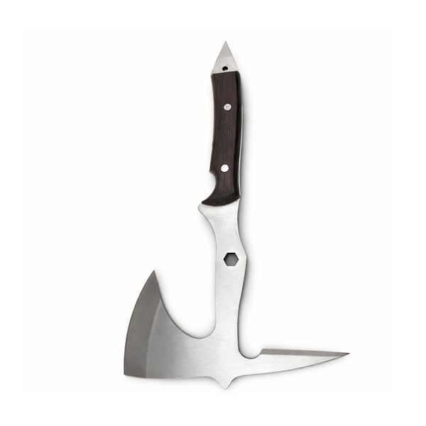 Set doua topoare multifunctionale din otel cu maner ergonomic si spargator geam, 53 cm, maro - imagine 6