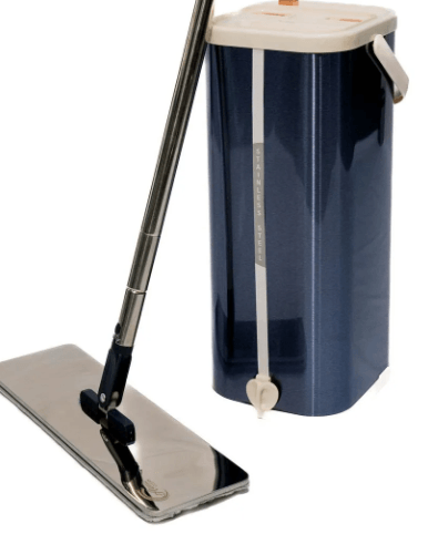 Set galeata din otel inoxidabil cu mop plat, PB 36, Albastru