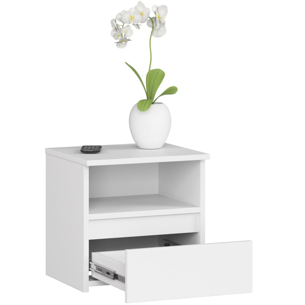 Noptiera cu 1 sertar, PAL laminat 16mm, 40x35x40 cm, alb — imaginea 2