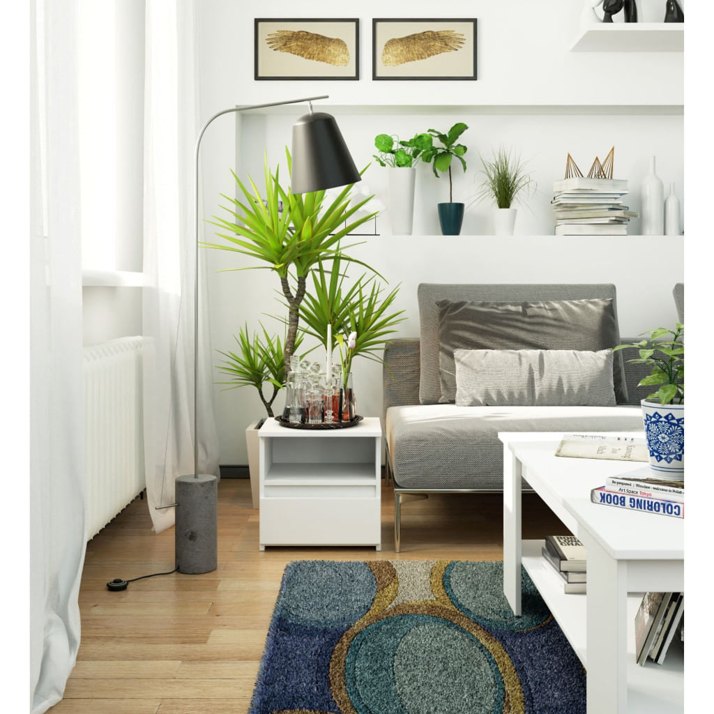 Noptiera cu 1 sertar, PAL laminat 16mm, 40x35x40 cm, alb — imaginea 5
