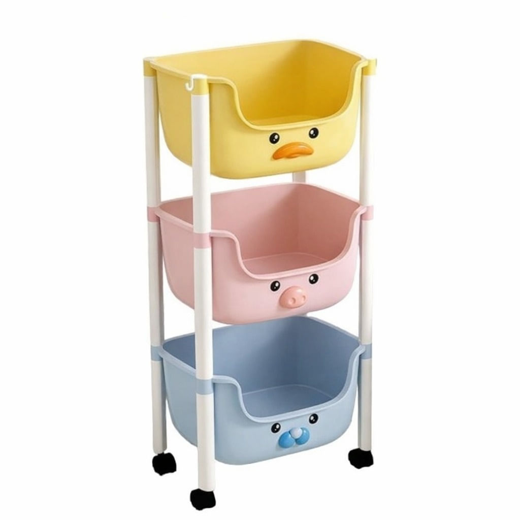 Raft 3 niveluri, din plastic cu roti, pentru copii, Ecarla, 85x37.5x25.5 cm, PO18KOL — imaginea 2