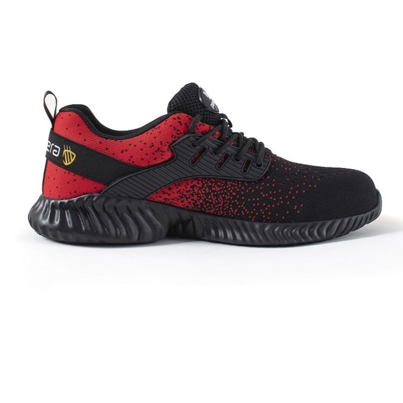 Pantofi de protectie Texo Fly S1, usori si aerisiti, cu bombeu metalic Rosu