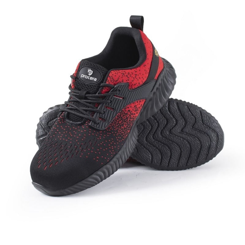 Pantofi de protectie Texo Fly S1, usori si aerisiti, cu bombeu metalic Rosu - imagine 3