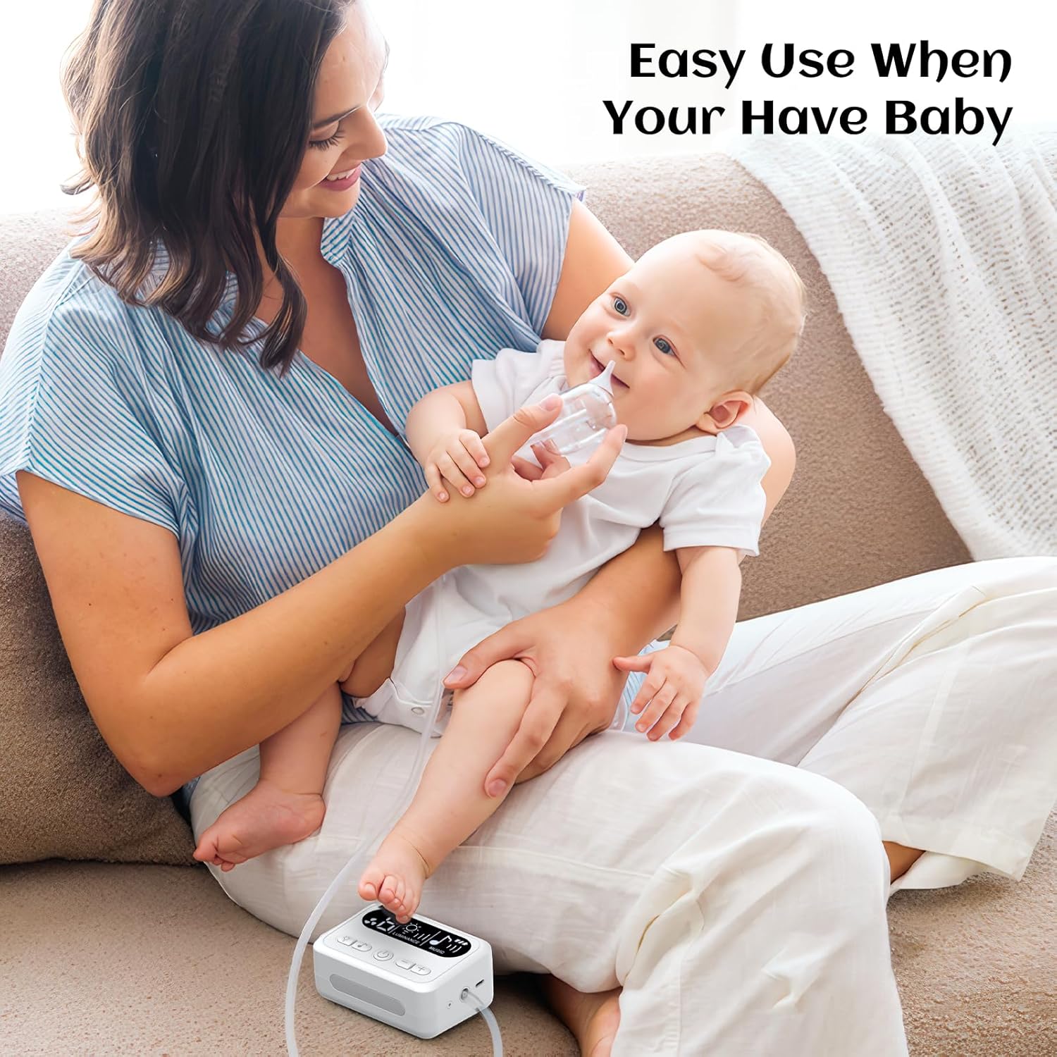 Aspirator nazal electric pentru bebelusi si copii silentios Qova®, 9 Trepte Aspiratie reglabile, 3 varfuri din Silicon - imagine 2