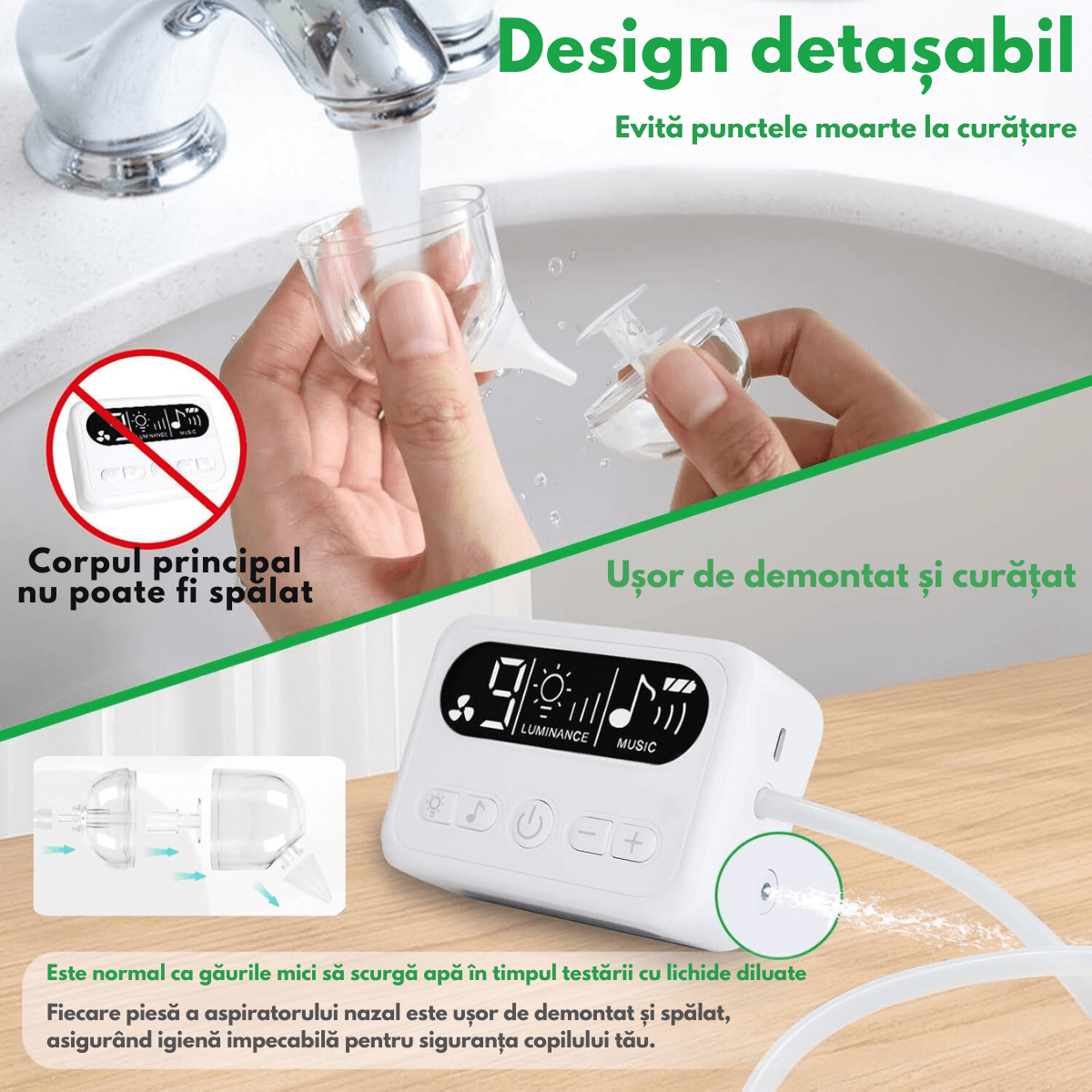 Aspirator nazal electric pentru bebelusi si copii silentios Qova®, 9 Trepte Aspiratie reglabile, 3 varfuri din Silicon - imagine 7