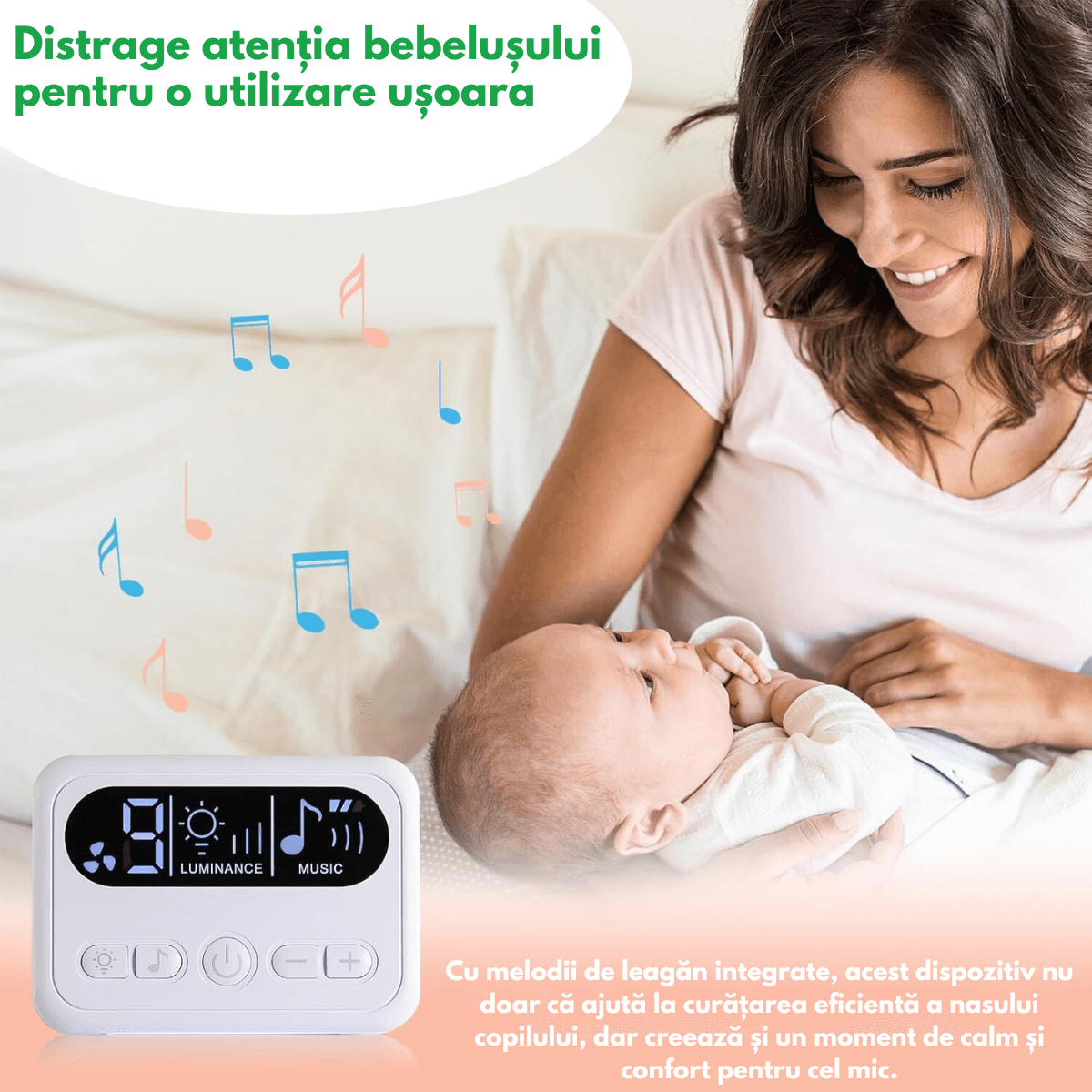 Aspirator nazal electric pentru bebelusi si copii silentios Qova®, 9 Trepte Aspiratie reglabile, 3 varfuri din Silicon - imagine 8
