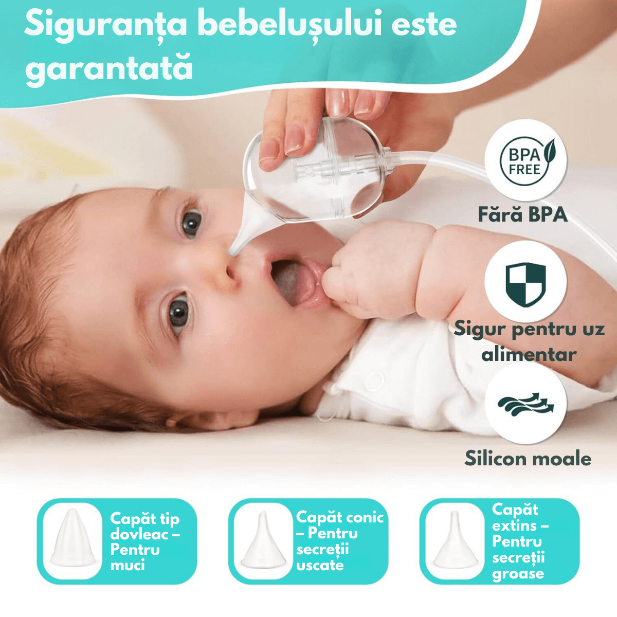 Aspirator nazal electric pentru bebelusi si copii silentios Qova®, 9 Trepte Aspiratie reglabile, 3 varfuri din Silicon - imagine 10