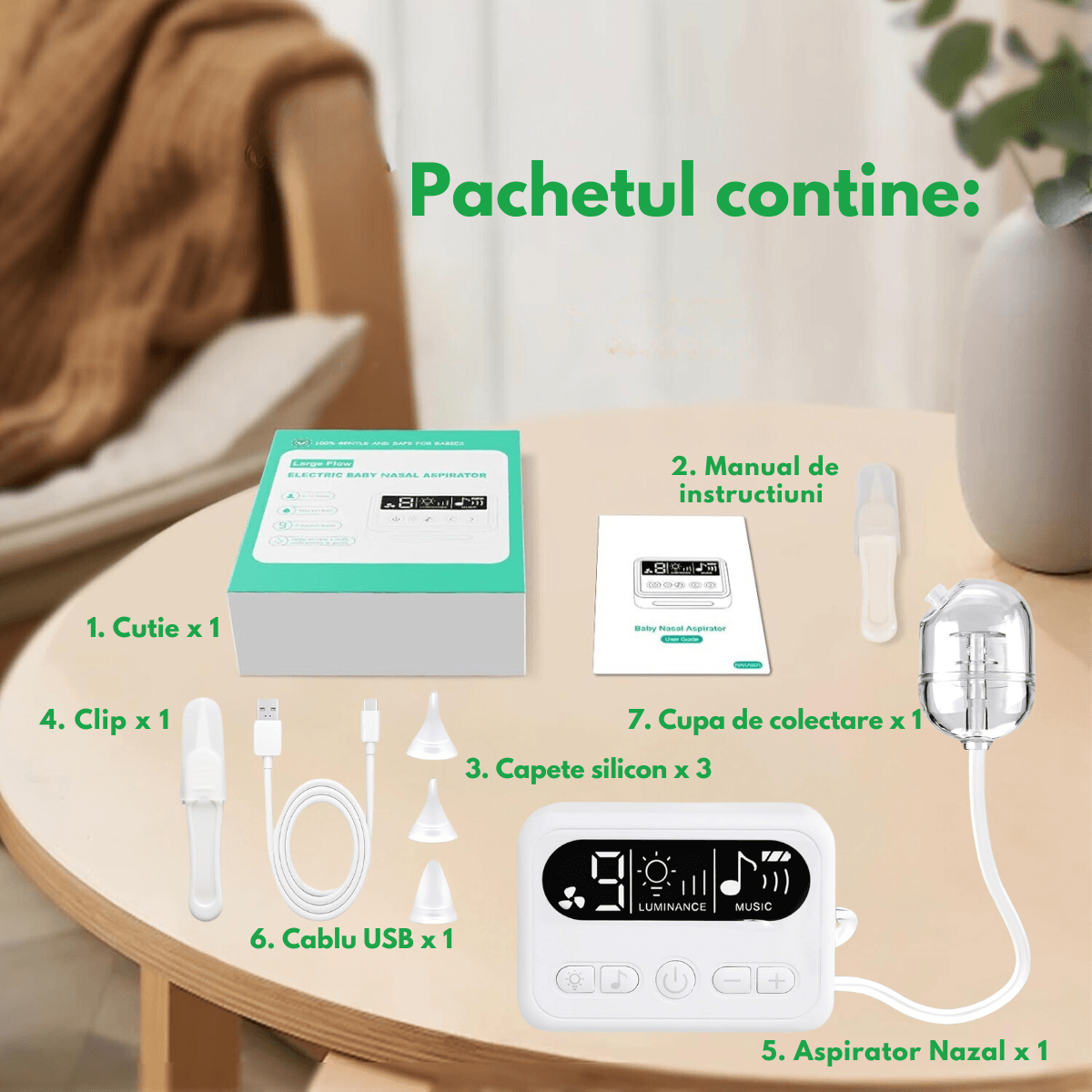 Aspirator nazal electric pentru bebelusi si copii silentios Qova®, 9 Trepte Aspiratie reglabile, 3 varfuri din Silicon - imagine 11