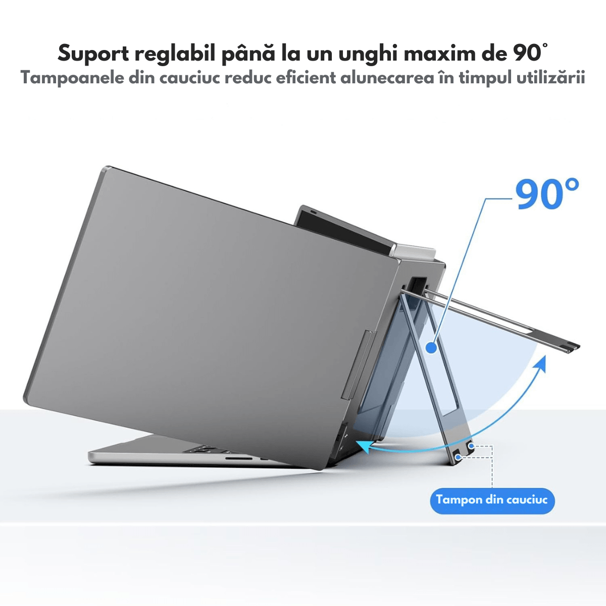 Monitor Extensibil si Portabil pentru laptop, Qova®, ecran 14 inchi FHD 1080P IPS, Pliabil la 360 de Grade, Tri-screen
