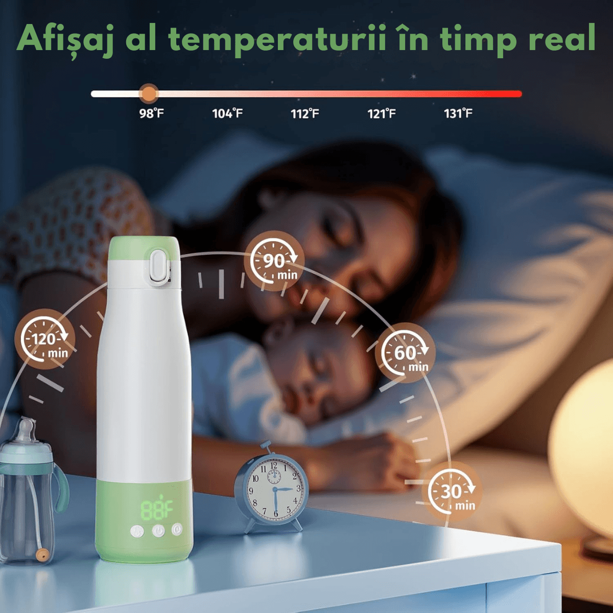 Incalzitor Portabil Inteligent pentru Lapte si Lapte Matern –9000 mAh, Incalzire Rapida in 3 Minute,5 Trepte Temperatura - imagine 5