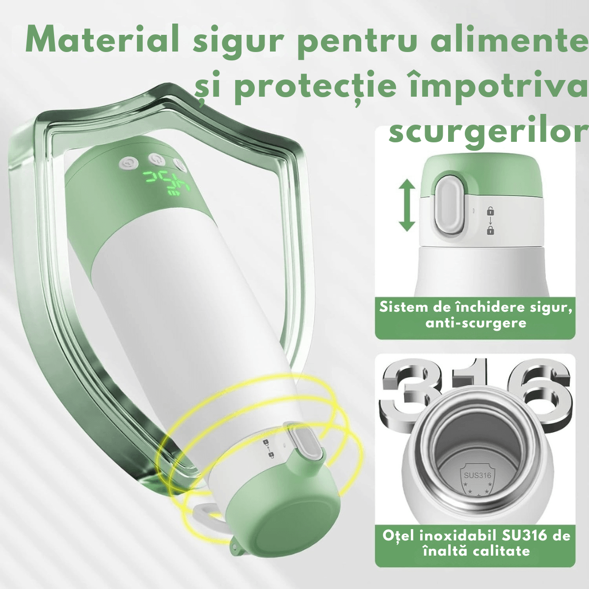 Incalzitor Portabil Inteligent pentru Lapte si Lapte Matern –9000 mAh, Incalzire Rapida in 3 Minute,5 Trepte Temperatura - imagine 8