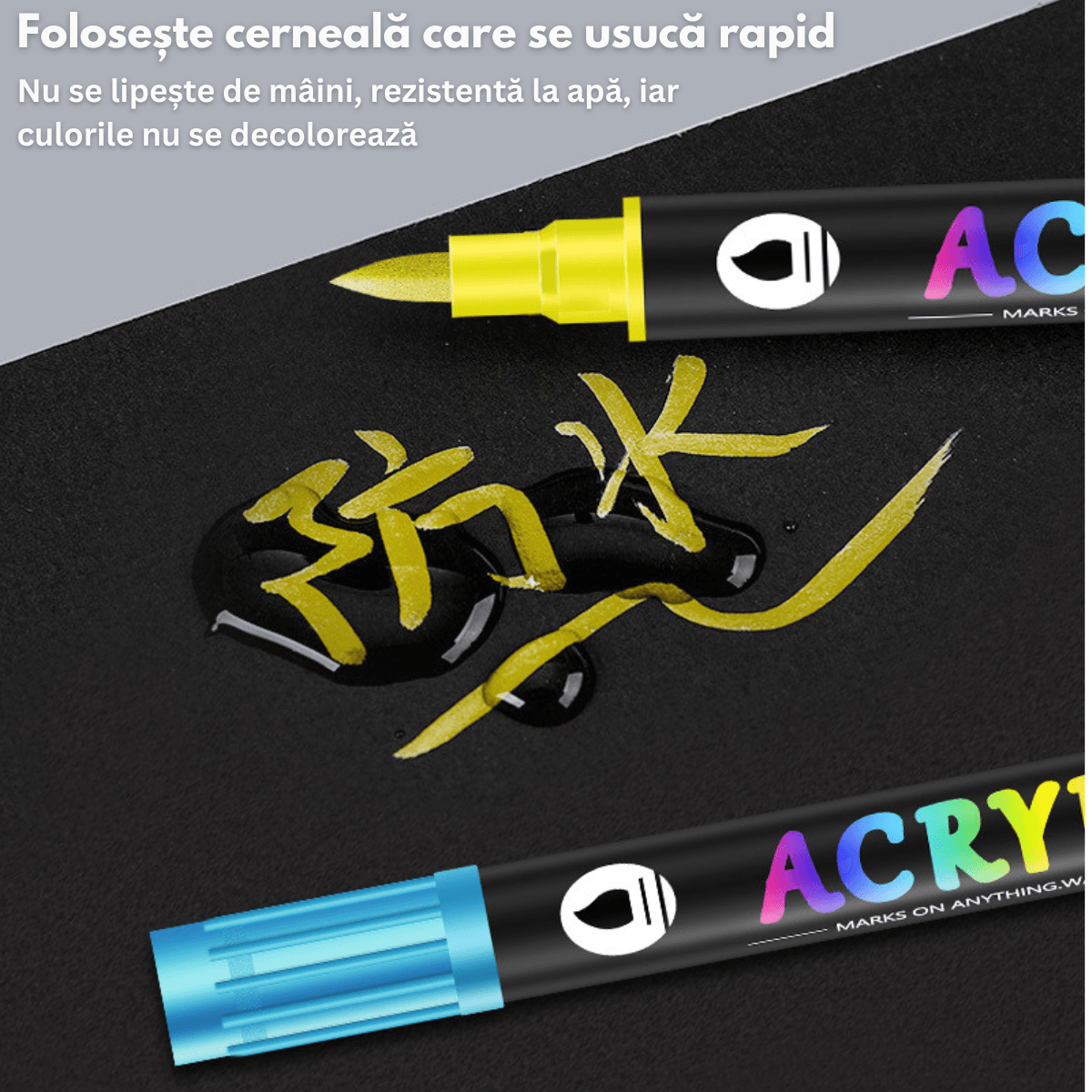 Set 60 carioci profesionale Acrilice cu Varf dublu, 120 Culori cu cerneala pe baza de apa, multicolore pentru desen - imagine 6