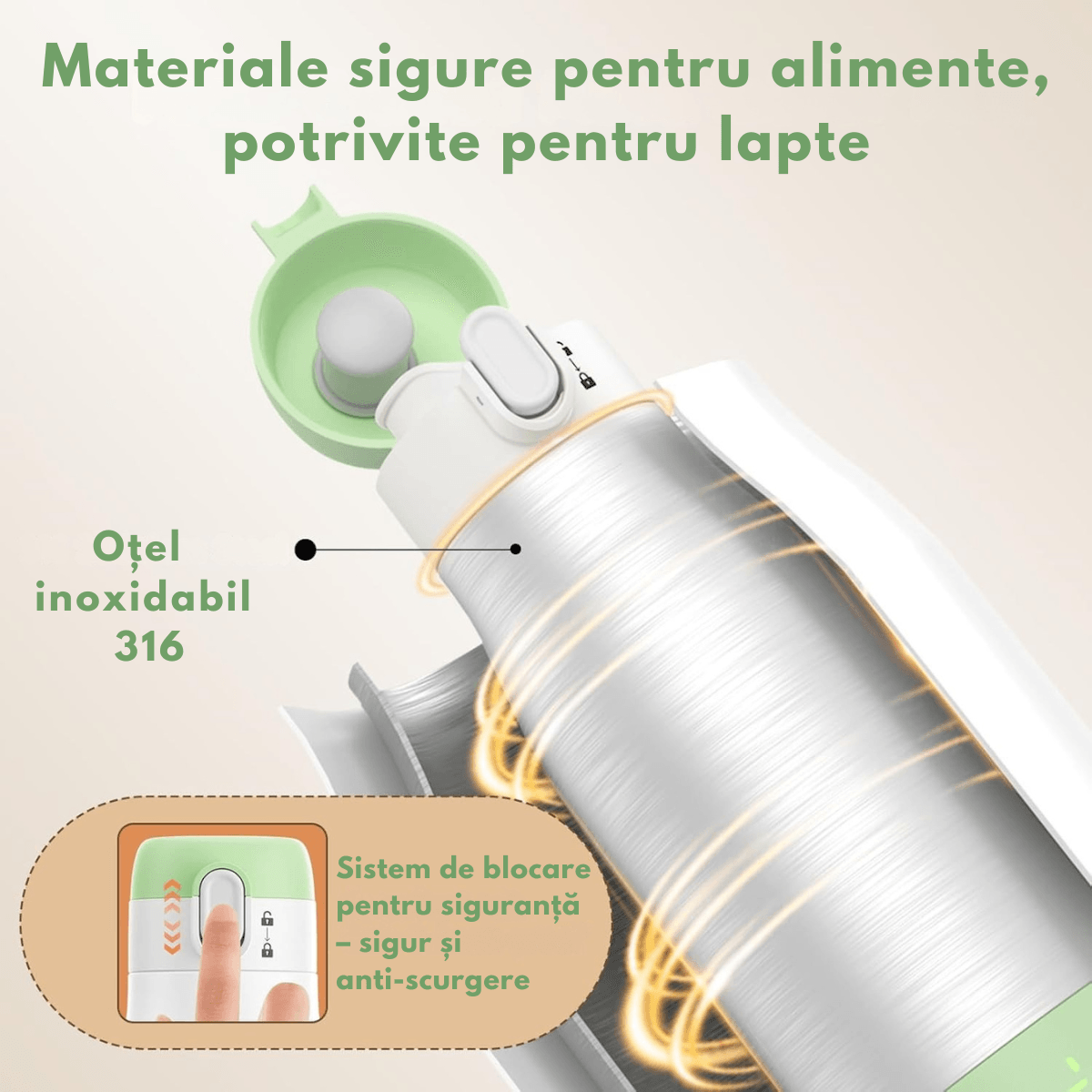 Incalzitor Portabil Inteligent pentru Lapte si Lapte Matern –9000 mAh, Incalzire Rapida in 3 Minute,5 Trepte Temperatura - imagine 12