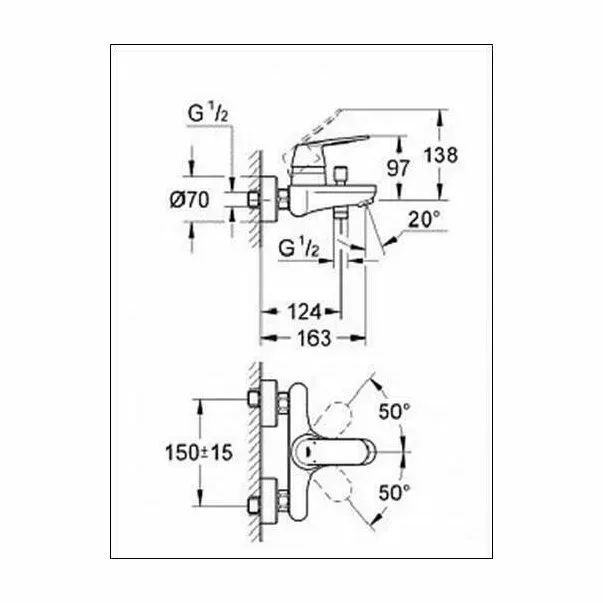Baterie cada - dus Grohe Eurosmart Cosmopolitan crom — imaginea 3