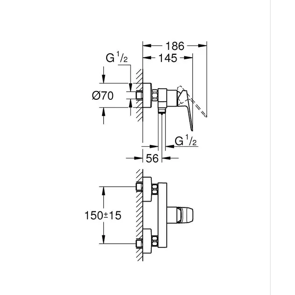 Baterie dus Grohe Cubeo monocomanda crom lucios — imaginea 6
