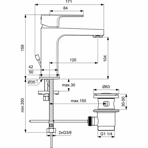Baterie pentru lavoar Ideal Standard Cerafine D 105 — imaginea 2