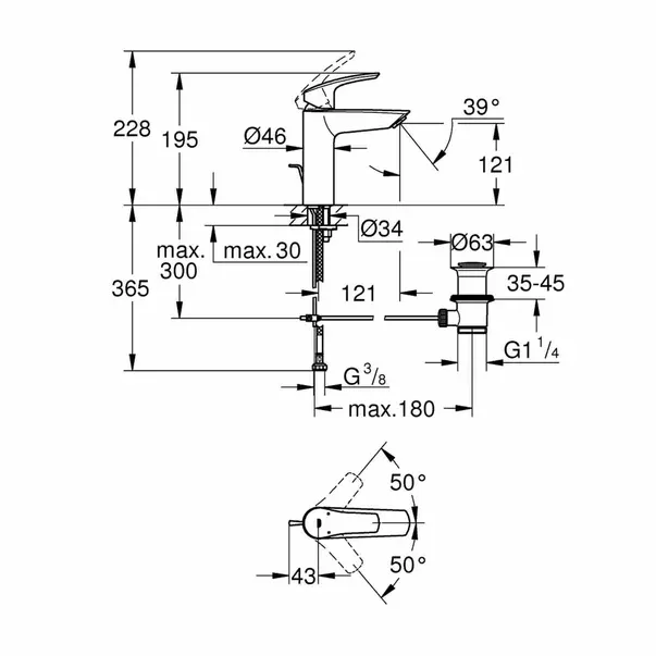 Baterie lavoar Grohe Eurosmart New M-Size monocomanda crom — imaginea 2