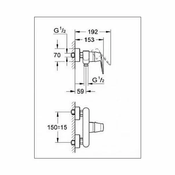 Baterie dus Grohe Eurosmart Cosmopolitan monocomanda crom lucios — imaginea 2