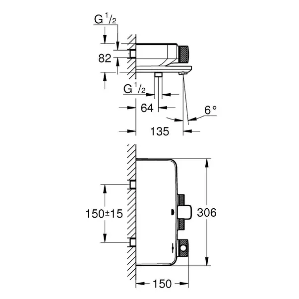 Baterie termostatata cada negru mat Grohe Grohtherm SmartControl — imaginea 2