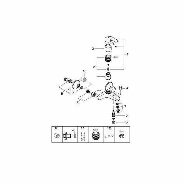 Baterie cada - dus Grohe Eurosmart New crom lucios — imaginea 2