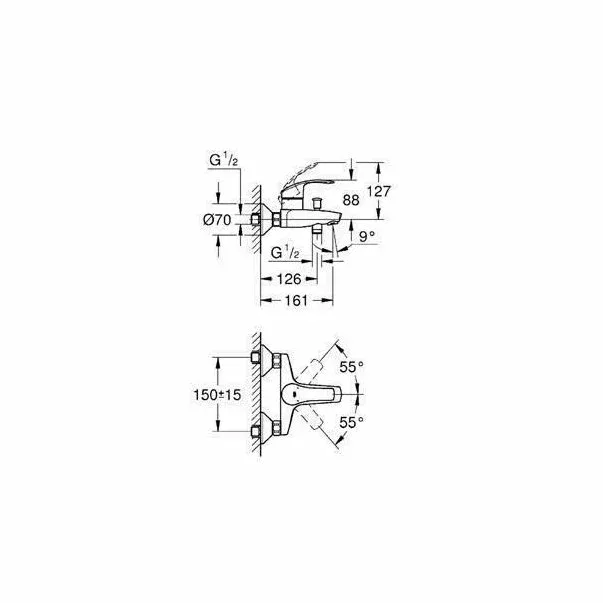 Baterie cada - dus Grohe Eurosmart New crom lucios — imaginea 4