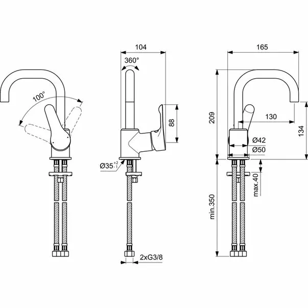Baterie inalta lavoar Ideal Standard Alpha — imaginea 2