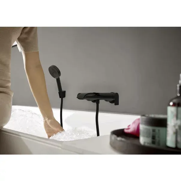 Baterie cada - dus Hansgrohe Vivenis negru mat monocomanda — imaginea 2