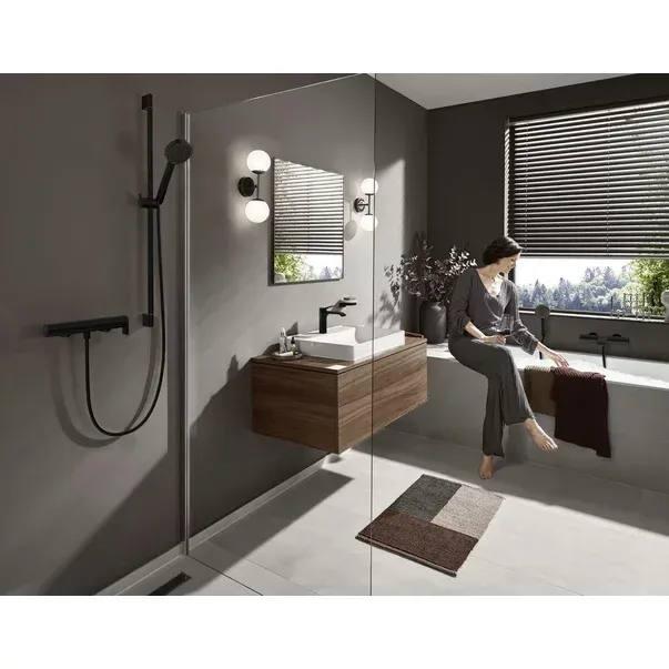 Baterie cada - dus Hansgrohe Vivenis negru mat monocomanda — imaginea 4