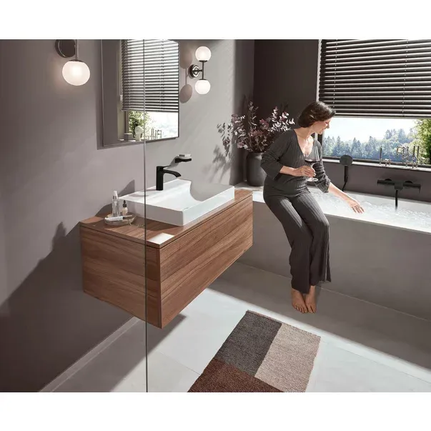 Baterie cada - dus Hansgrohe Vivenis negru mat monocomanda — imaginea 5