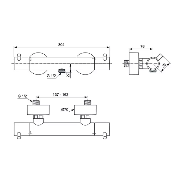 Baterie dus termostatata Ideal Standard Ceratherm T125 auriu periat — imaginea 2