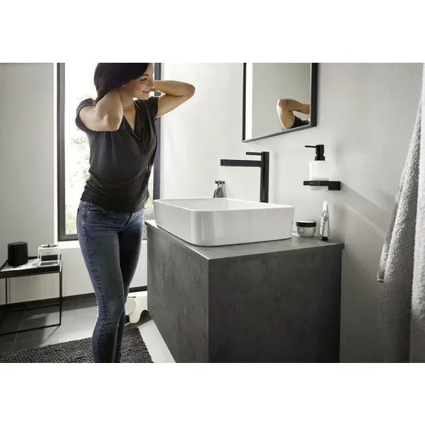 Baterie lavoar inalta Hansgrohe Finoris 260 cu ventil Push-Open negru mat — imaginea 3
