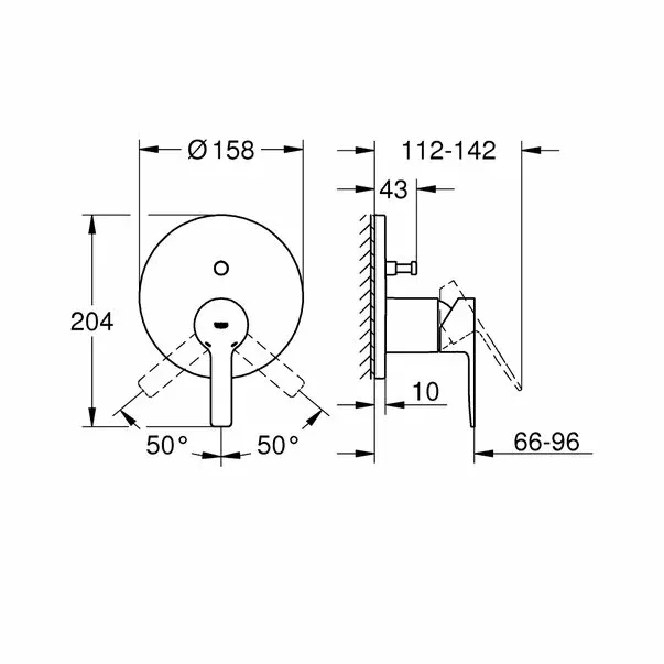 Baterie cada - dus incastrata Grohe Lineare cu comutator automat in 2 pozitii — imaginea 2