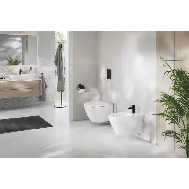 Baterie bideu monocomanda Grohe Cubeo cu ventil Pop-Up negru mat — imaginea 2