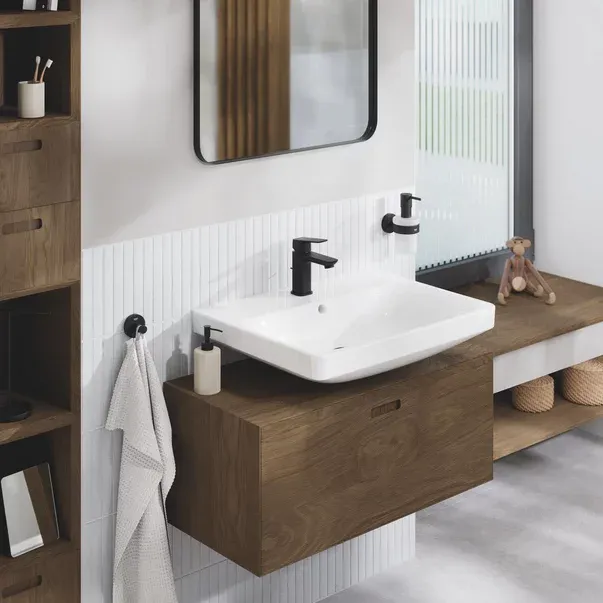Baterie lavoar monocomanda Grohe Cubeo S cu ventil Pop-Up negru mat — imaginea 2