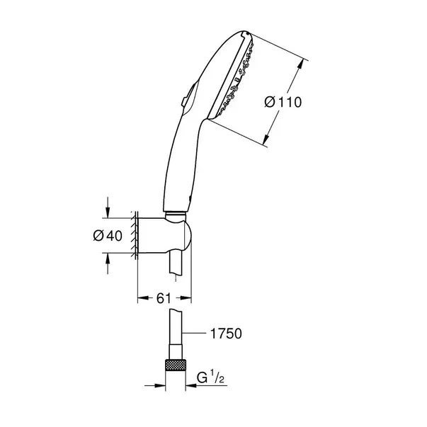 Set baterii lavoar dus Grohe BauEdge si dus cu porter Tempesta crom lucios — imaginea 3