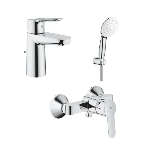 Set baterii lavoar dus Grohe BauEdge si dus cu porter Tempesta crom lucios — imaginea 4