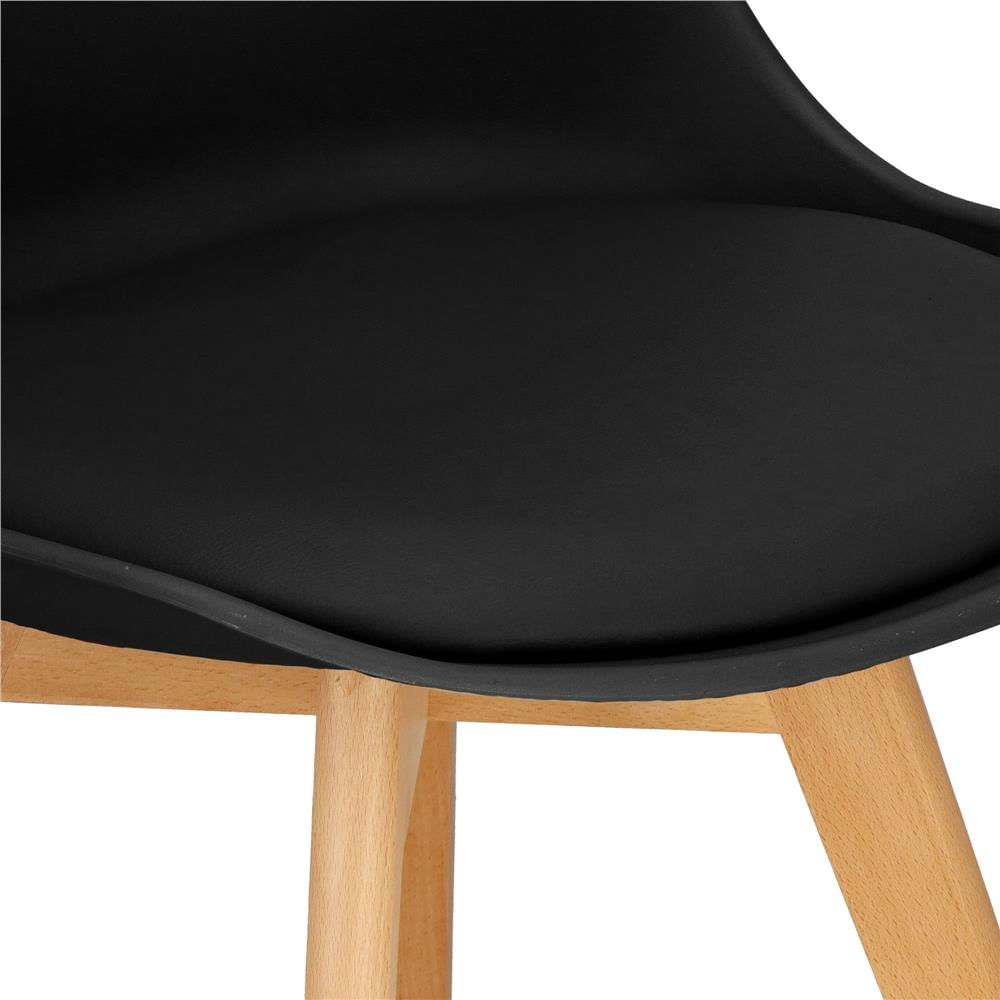 Set 4 scaune dining Verdhe pentru bucatarie cu perna tapitata cu piele ecologica, 44x82cm, negru — imaginea 3