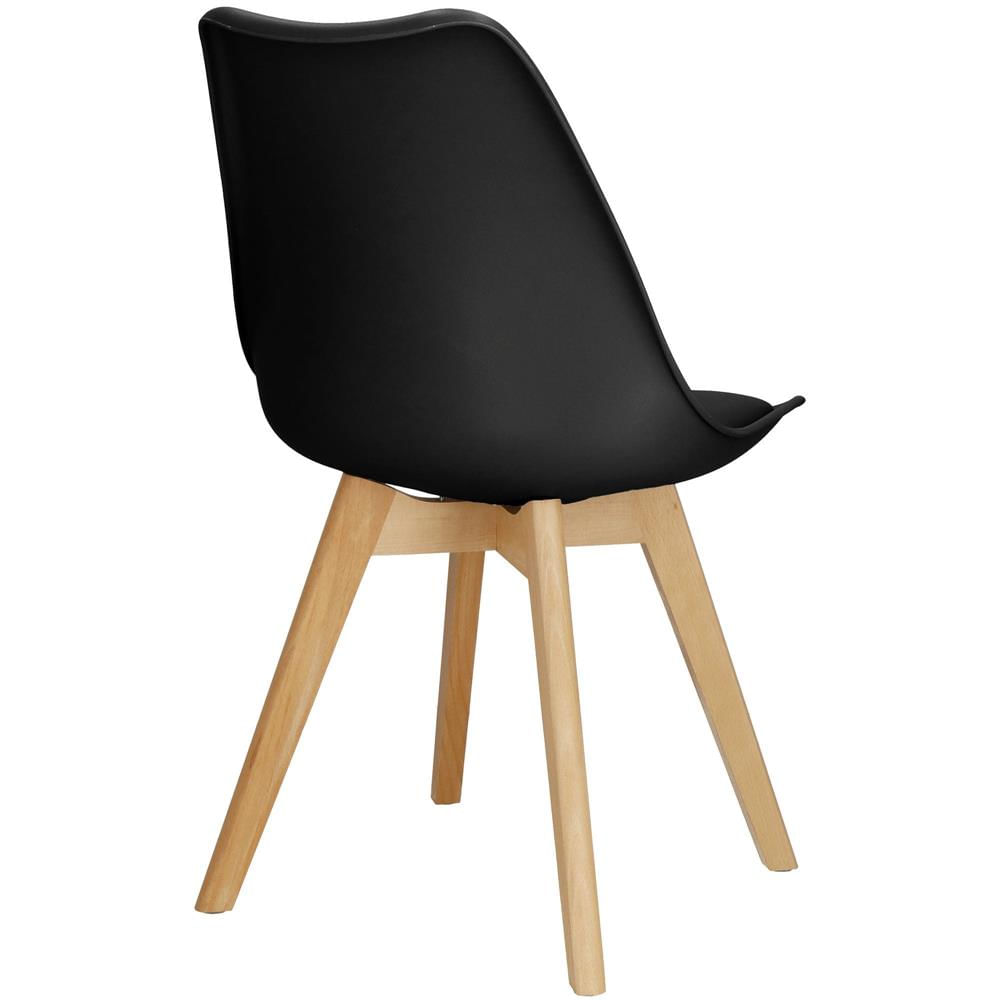 Set 4 scaune dining Verdhe pentru bucatarie cu perna tapitata cu piele ecologica, 44x82cm, negru — imaginea 7