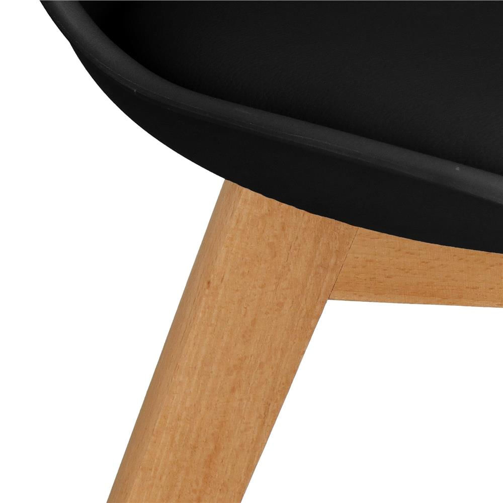 Set 4 scaune dining Verdhe pentru bucatarie cu perna tapitata cu piele ecologica, 44x82cm, negru — imaginea 8
