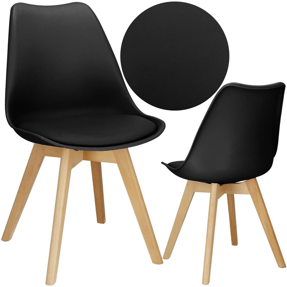 Set 4 scaune dining Verdhe pentru bucatarie cu perna tapitata cu piele ecologica, 44x82cm, negru — imaginea 10