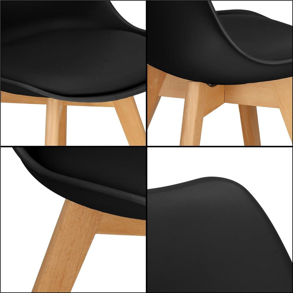 Set 4 scaune dining Verdhe pentru bucatarie cu perna tapitata cu piele ecologica, 44x82cm, negru — imaginea 11