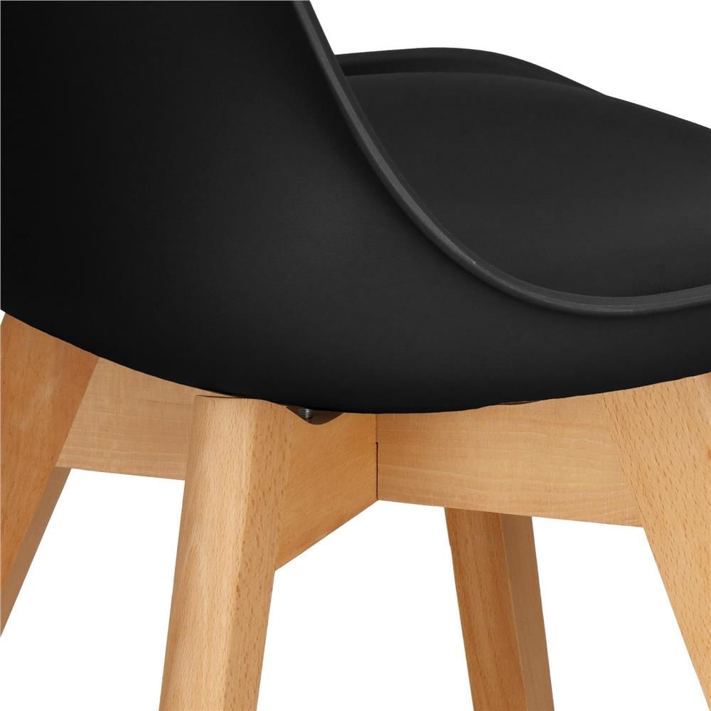 Set 4 scaune dining Verdhe pentru bucatarie cu perna tapitata cu piele ecologica, 44x82cm, negru — imaginea 14