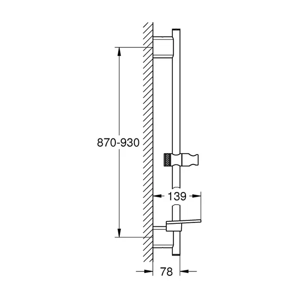 Bara de dus Grohe Rainshower SmartActive 90 cm negru mat — imaginea 3