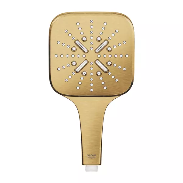 Para de dus Grohe Rainshower SmartActive 130 Cube 3 functii auriu periat Cool Sunrise — imaginea 5