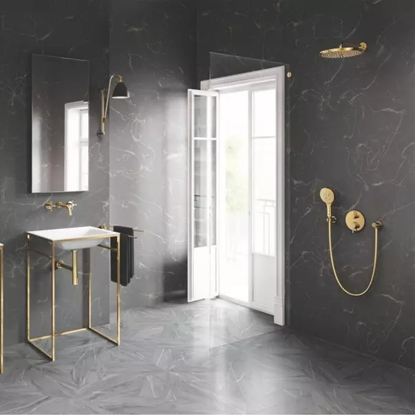 Para de dus Grohe Rainshower SmartActive 3 functii auriu lucios Cool Sunrise — imaginea 4