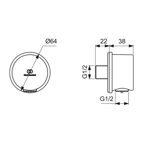 Cot conector perete Ideal Standard Multisuite argintiu Silver Storm — imaginea 3