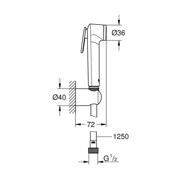 Dus igienic Grohe Tempesta F Trigger 1 functie negru mat — imaginea 4