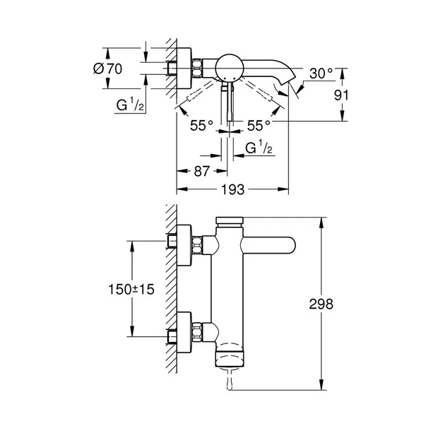 Baterie cada - dus Grohe Essence antracit periat Hard Graphite — imaginea 2
